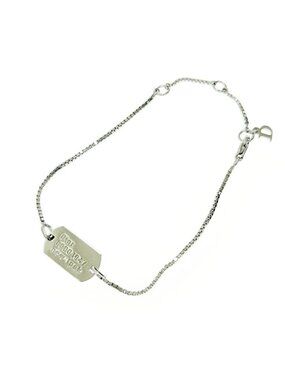 Christian Dior Dog Tag Plate Bracelet Silver